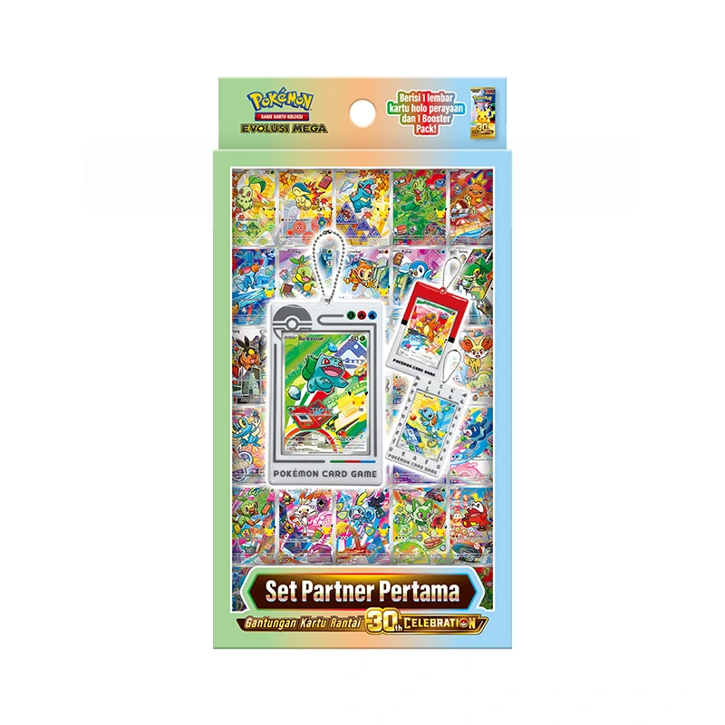 Pokémon Game Kartu Koleksi Evolusi Mega Set Partner Pertama Gantungan Kartu Rantai "30th CELEBRATION"