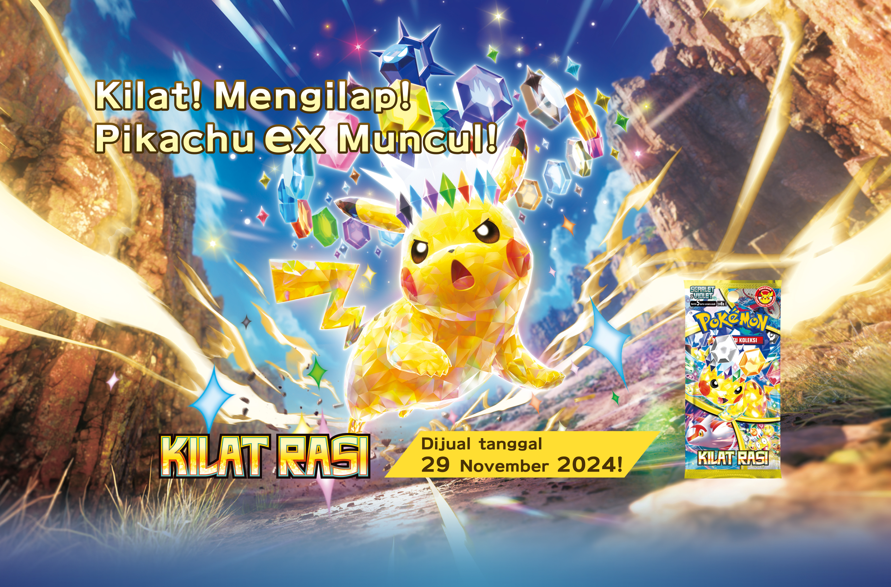 Kilat!Mengilap!Pikachu ex Muncul!Kilat Rasi Dijual tanggal 29 November 2024!